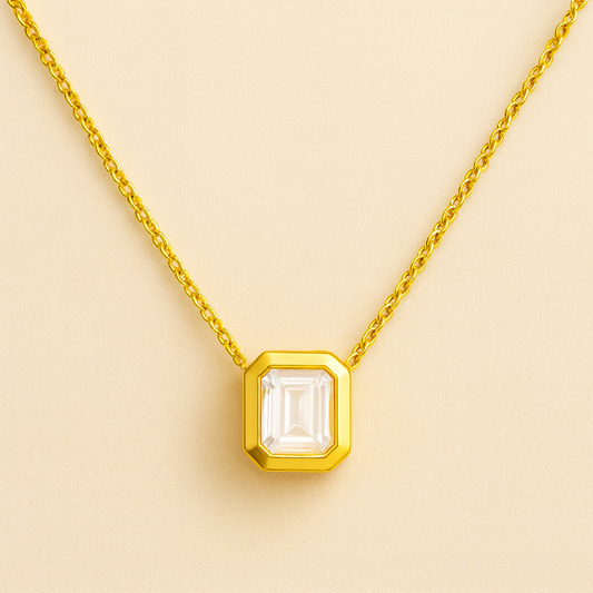 18k Gold Plated Diamond Prism Necklace