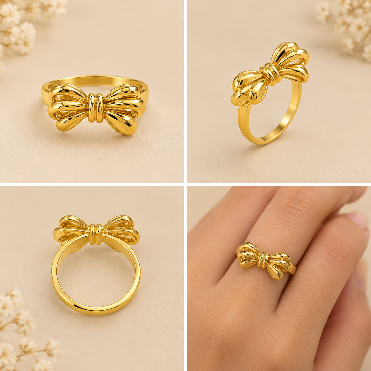 18K Gold Plated Bow Design Ring
