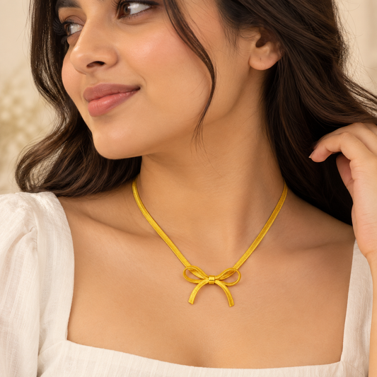 Anti Tarnish Bow Necklace