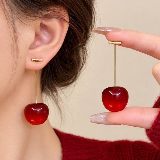 Cherry Blossom Red Drop Earring