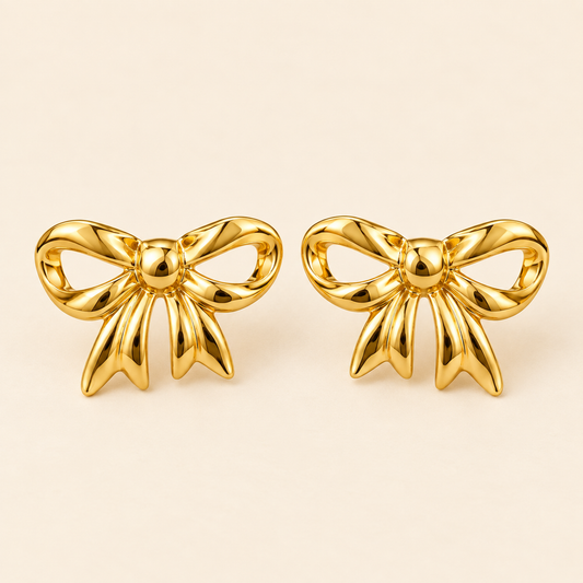 18k Gold Plated Bow Anti Tarnish Earrings
