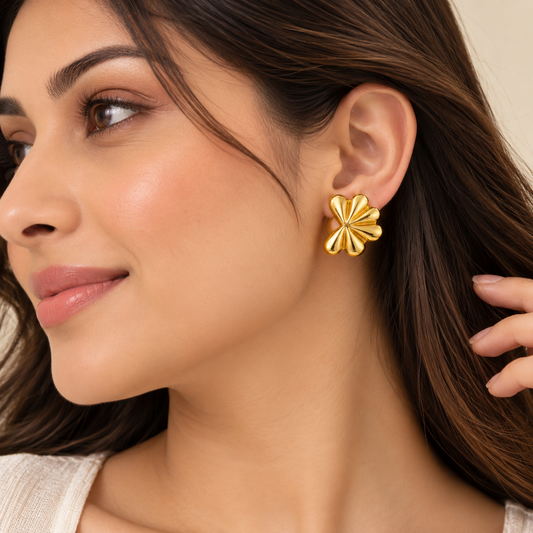 18k Gold Plated Abstract Luxe Petal Earrings