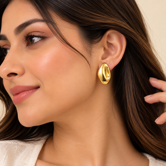 18k Gold Plated Imperial Wave Gold Earrings