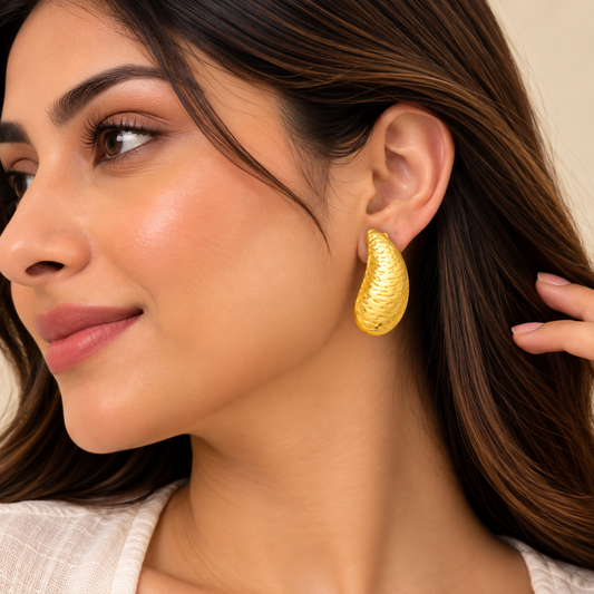 18K Gold Plated Golden Crescent Glow Earrings