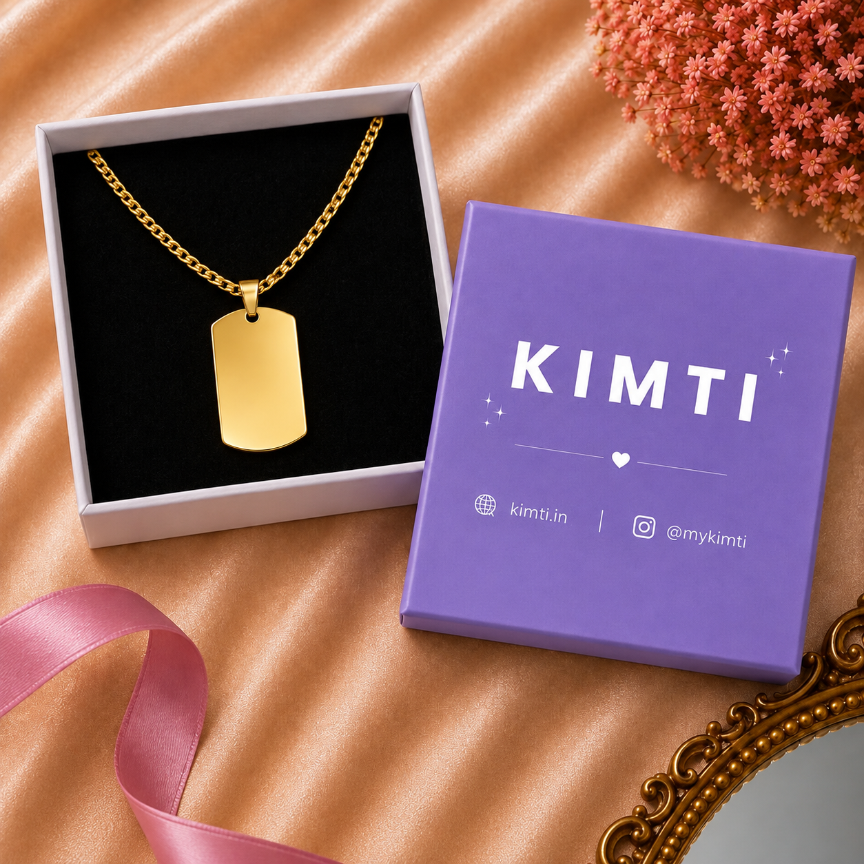 Men - 18k Gold Bar Pendant Chain hu