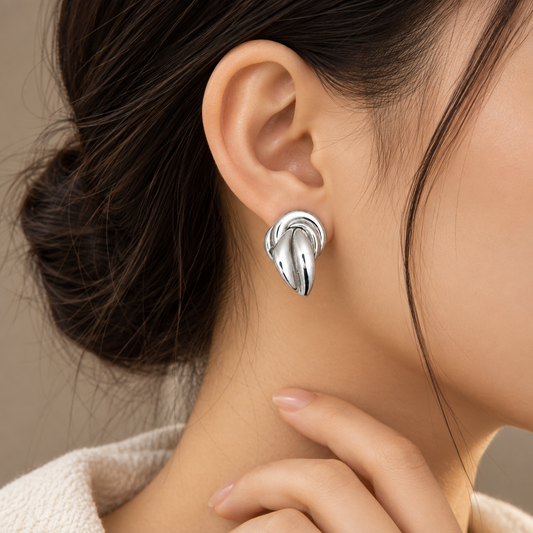 Silver Infinity Knot Stud Earrings
