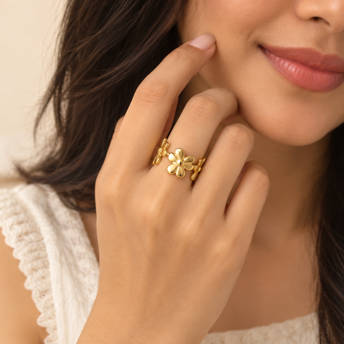 18K Gold Plated Glossy Bow Ring