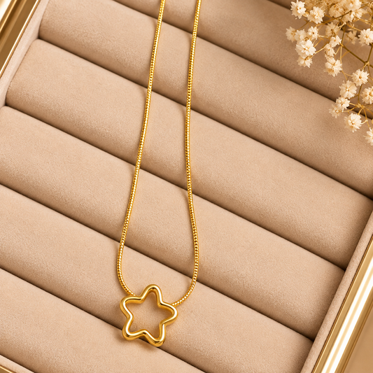 18K Gold Plated Minimalist Star Pendant Necklace