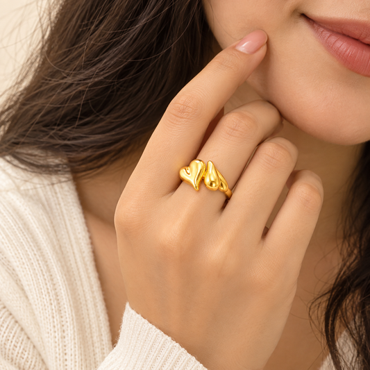 18K Gold Plated Heart Harmony Ring