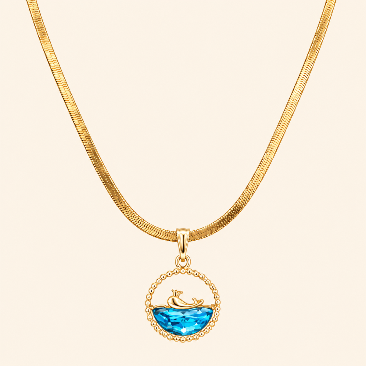 18K Gold Plated Blue Swan Crystal Pendant Necklace