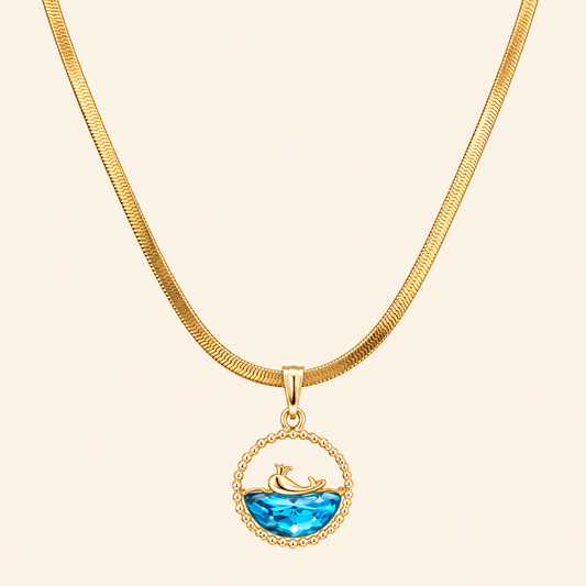 18K Gold Plated Blue Swan Crystal Pendant Necklace