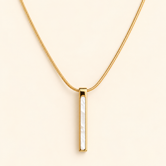 18K Gold Plated Pearl Bar Pendant Necklace