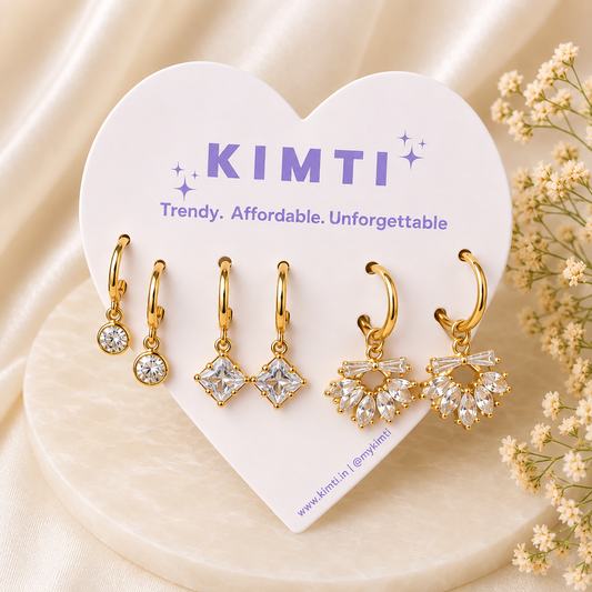 3 Pair Sparkling Trio Hoop Earring Set