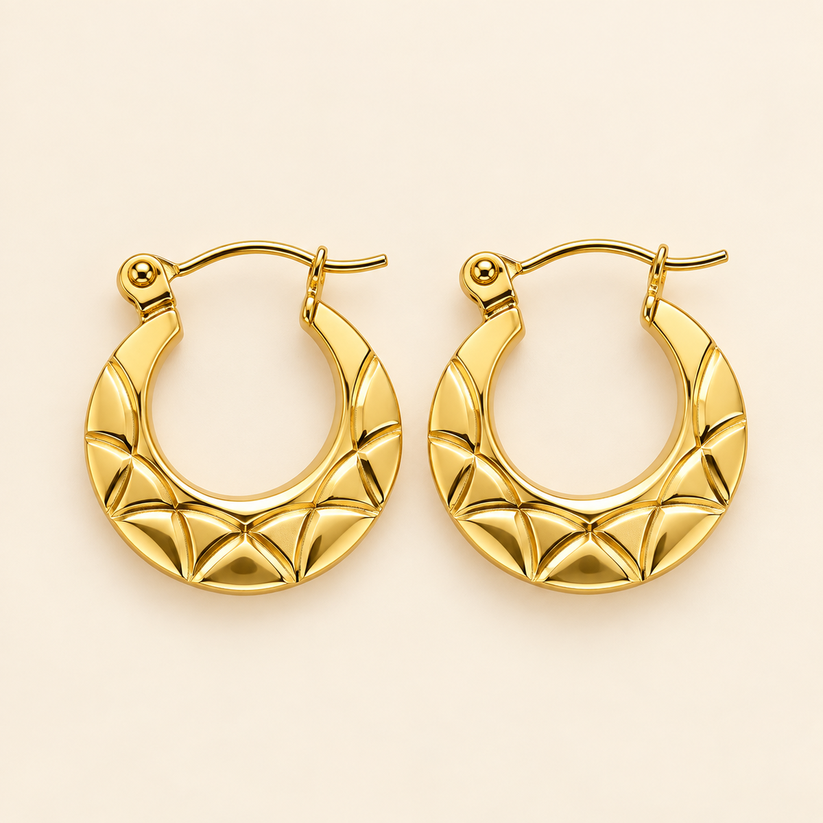 18K Gold Plated Geometric Starburst Hoop Earrings