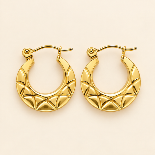 18K Gold Plated Geometric Starburst Hoop Earrings