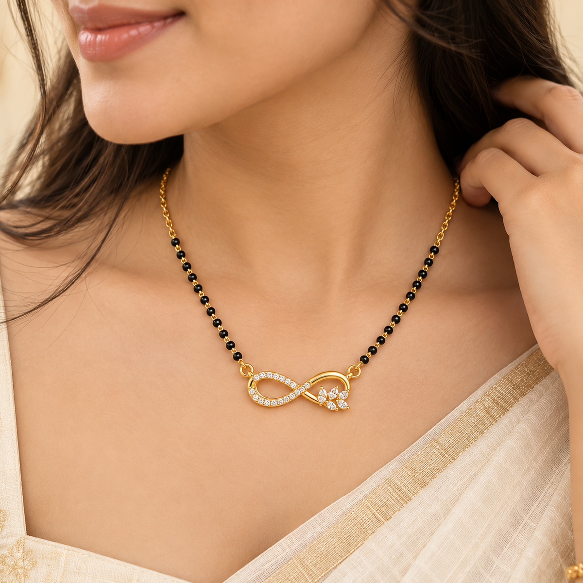 18K Gold Plated Infinity Floral Mangalsutra
