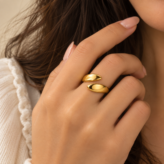 18K Gold Plated Golden Flow Adjustable Ring