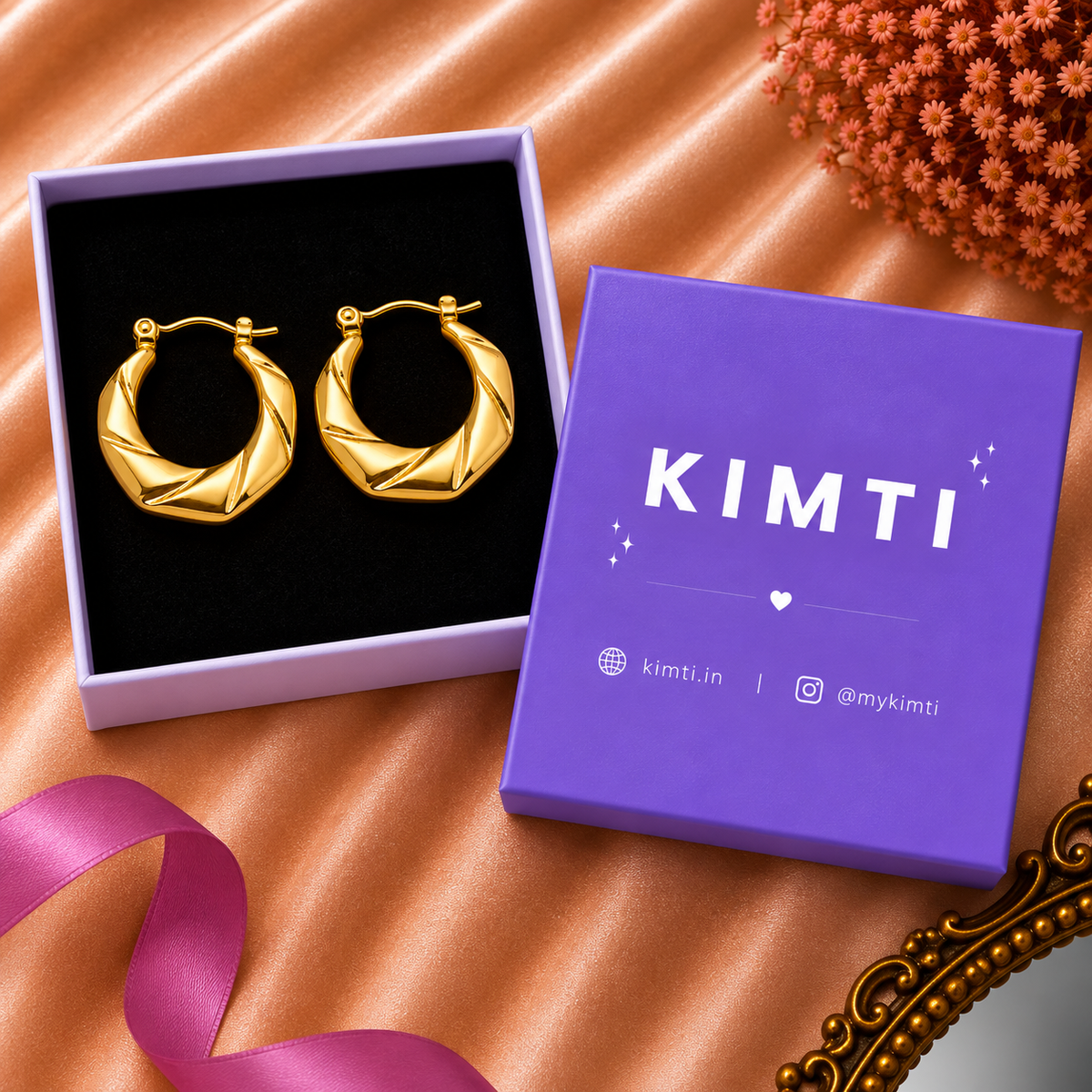 18K Gold Plated Twisted Aura Hoop Earrings
