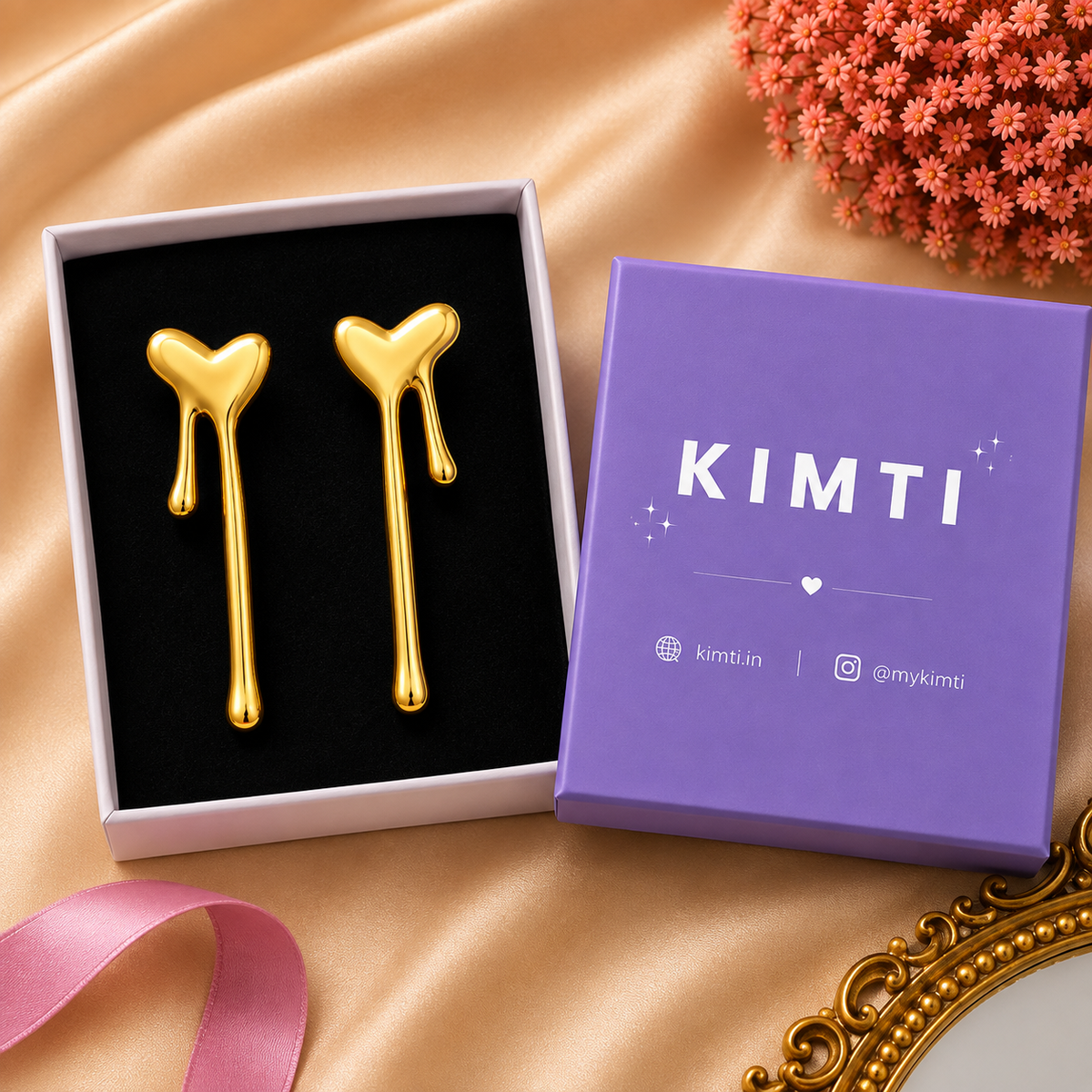 18K Gold Plated Heart Anti Tarnish Stud Earrings