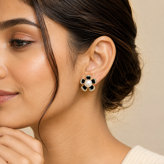 Celeste Midnight Flower Bloom Earrings