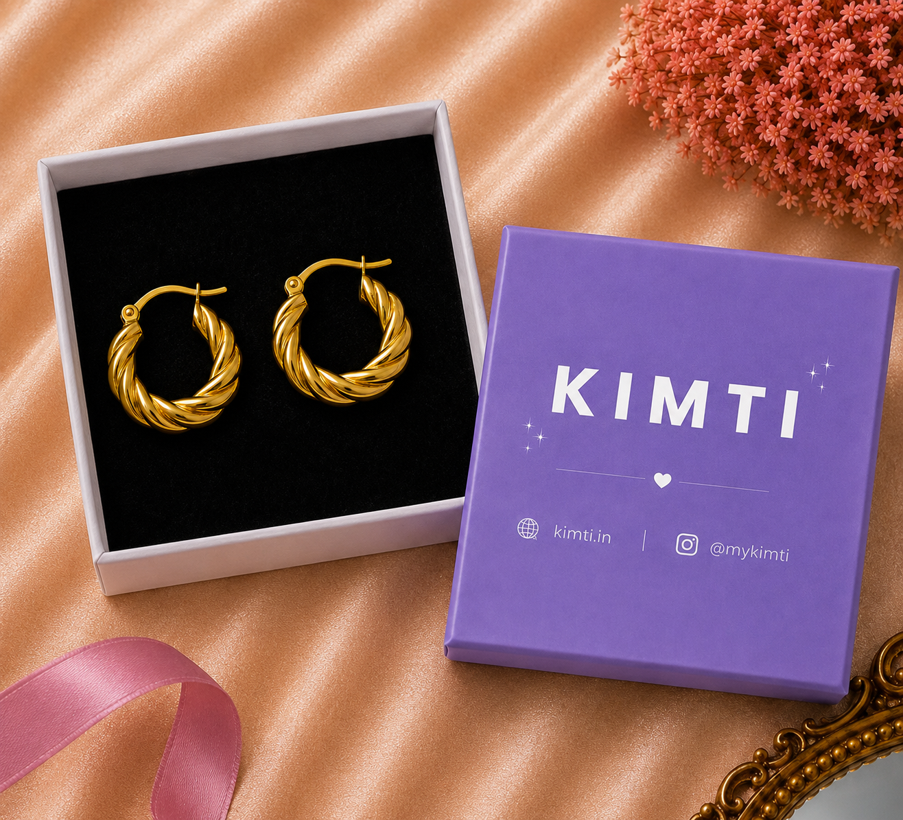 18K Gold Plated Twist Hoop Anti Tarnish Earring