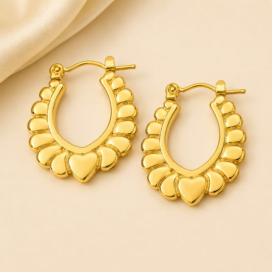 18K Gold Plated Designer Love-Inspired Gold Hoop Earrings
