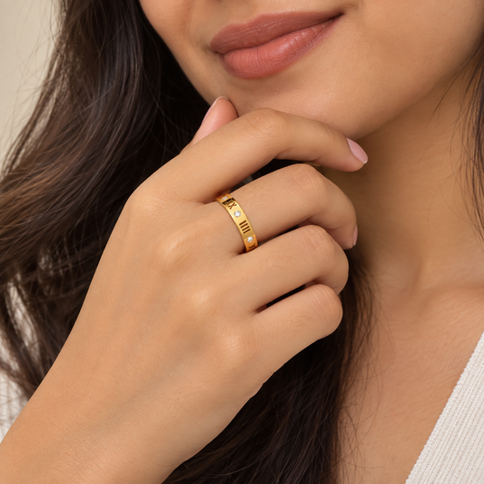 18k Gold Plated Zircon Hollow Roman Numerals