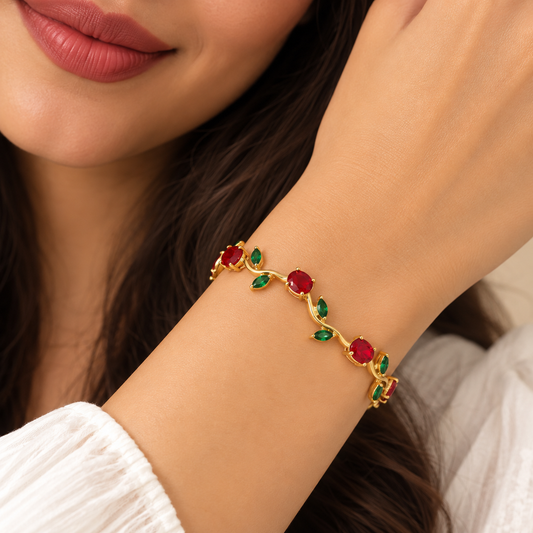 Elegant Red Link Lightweight Adjustable Tulip Bracelet