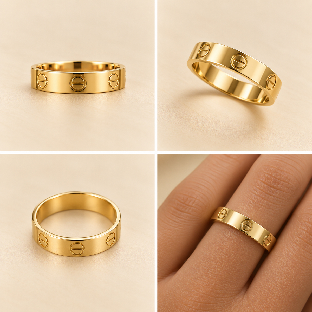 18K Gold-Plated Classic Screw Motif Band Ring