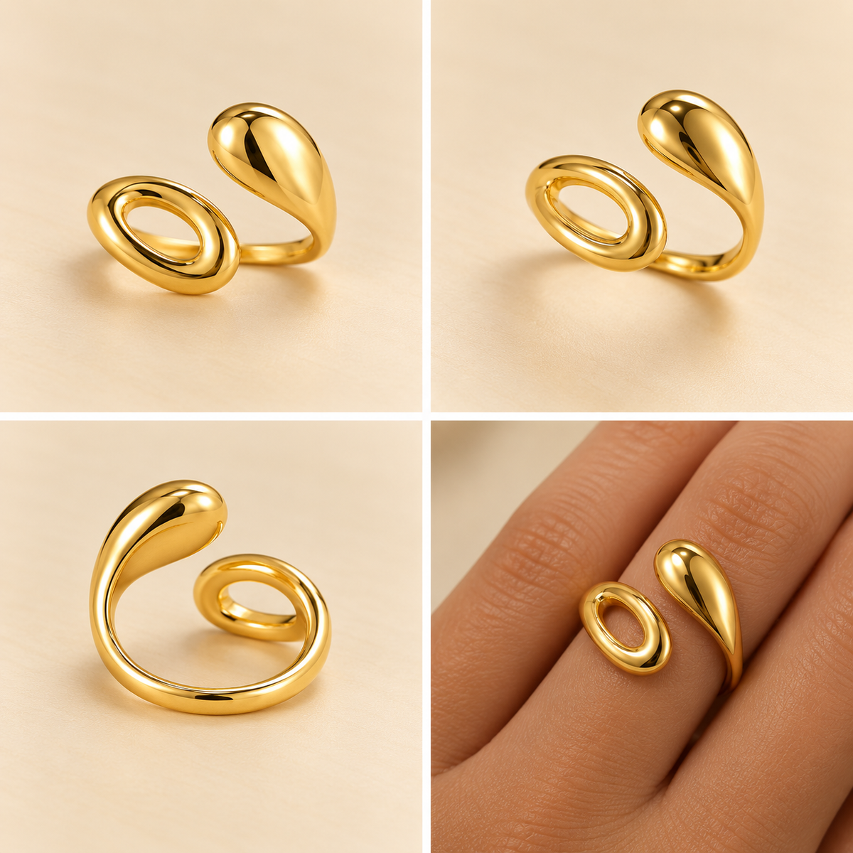 18K Gold-Plated Infinity Drop Open Ring