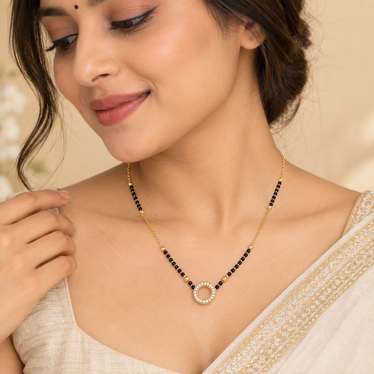 Eternal Circle Black Beads Mangalsutra