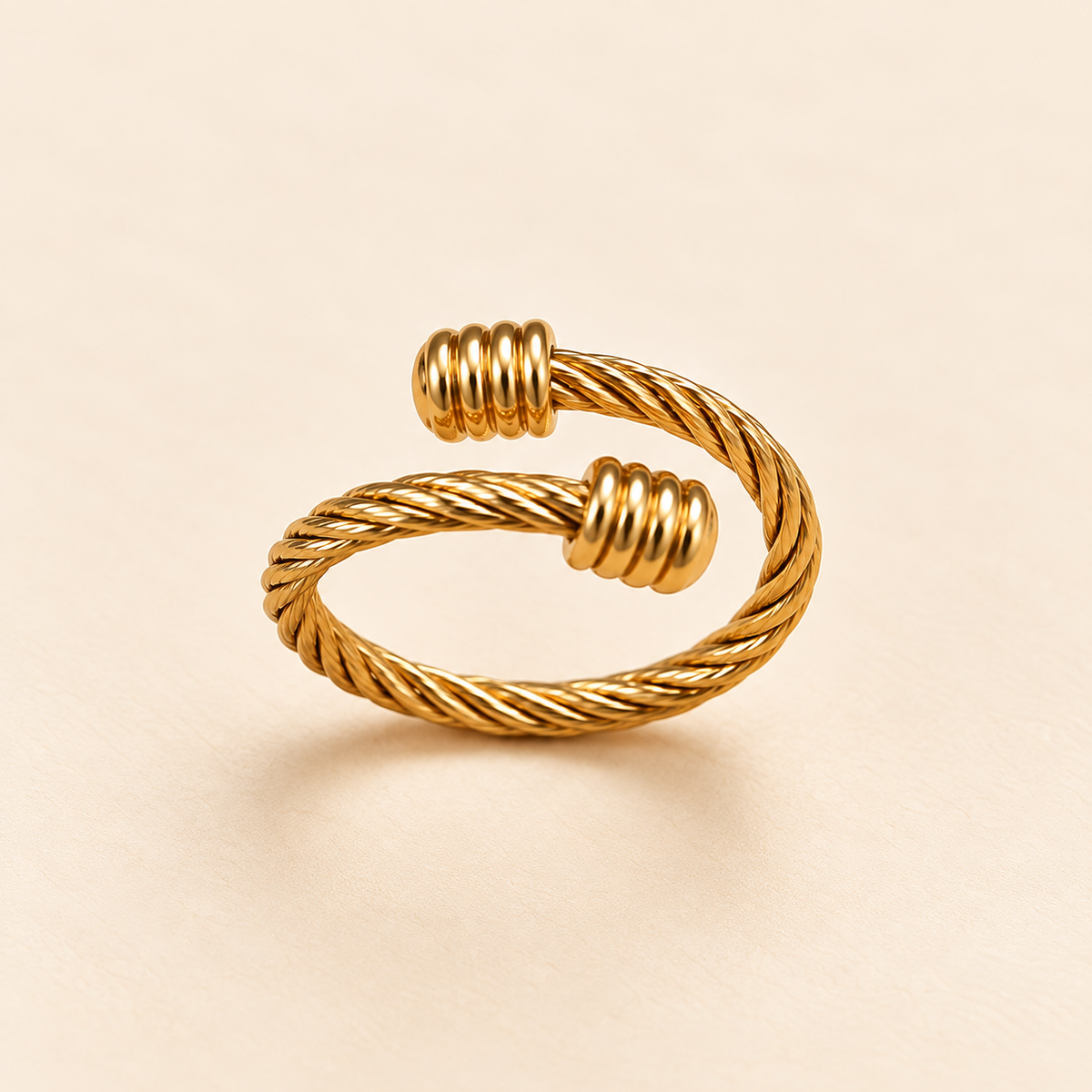 18K Gold-Plated Twisted Cable Open Ring