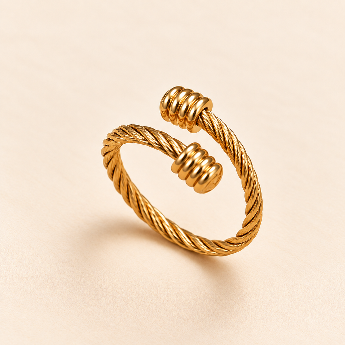 18K Gold-Plated Twisted Cable Open Ring