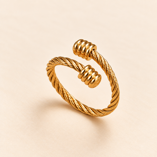 18K Gold-Plated Twisted Cable Open Ring