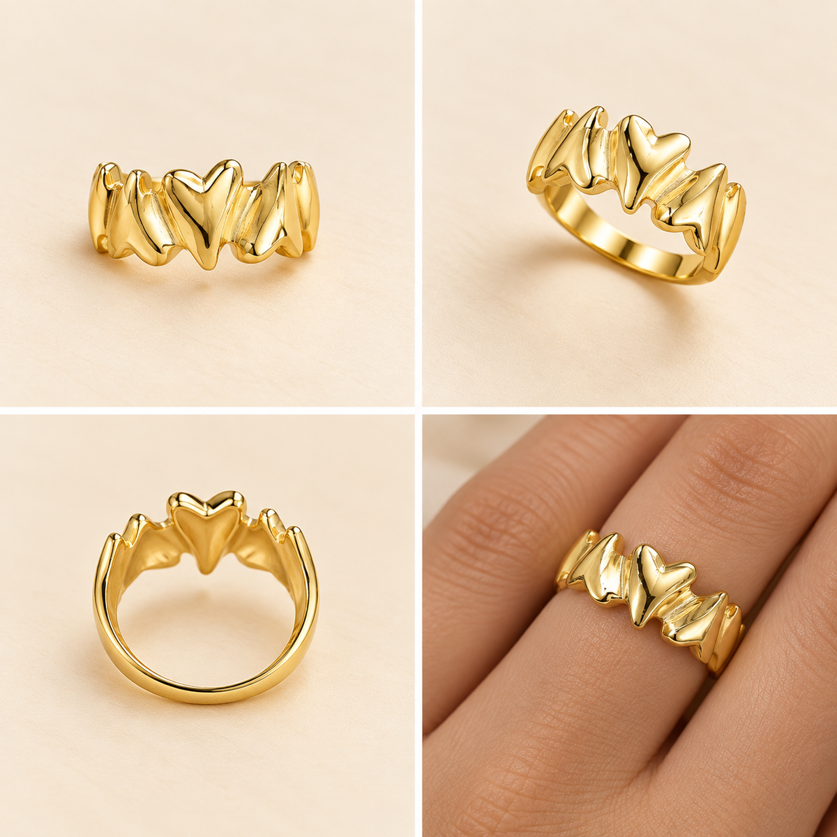 18K Gold-Plated Heartbeat Love Ring