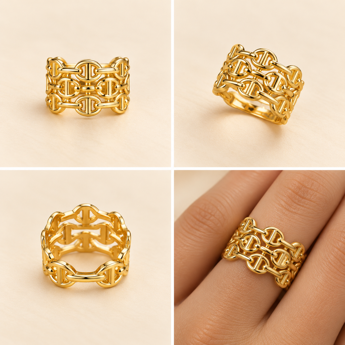 18K Gold-Plated Infinity Link Statement Ring