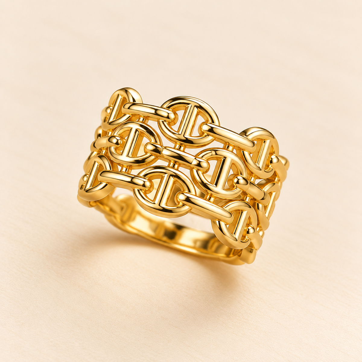 18K Gold-Plated Infinity Link Statement Ring