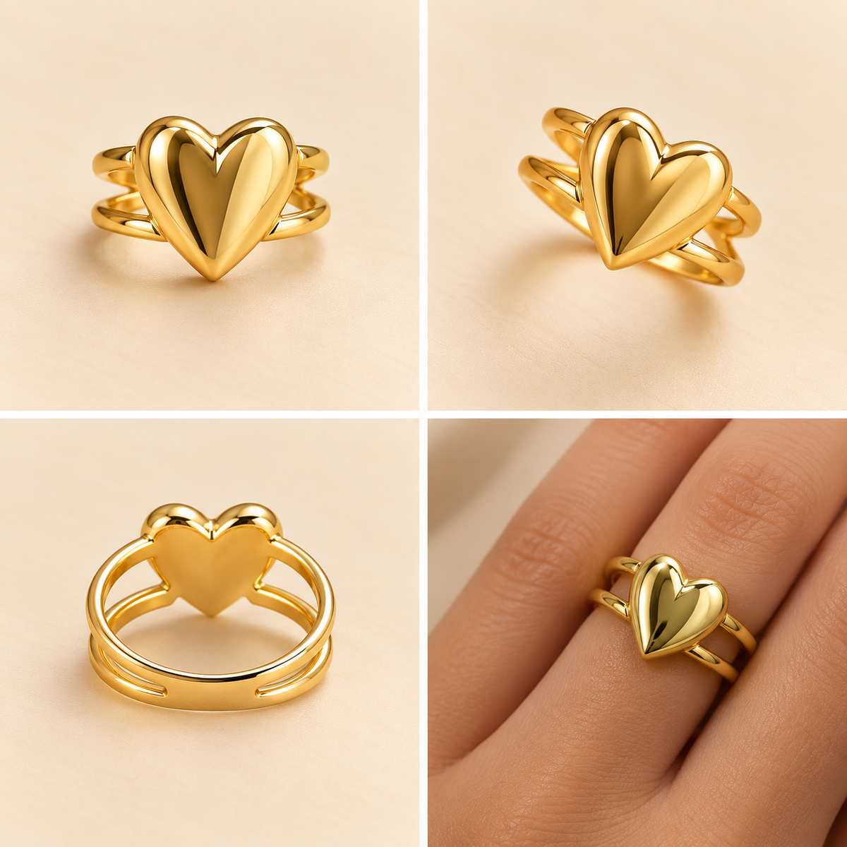 18K Gold-Plated Bold Heart Statement Ring