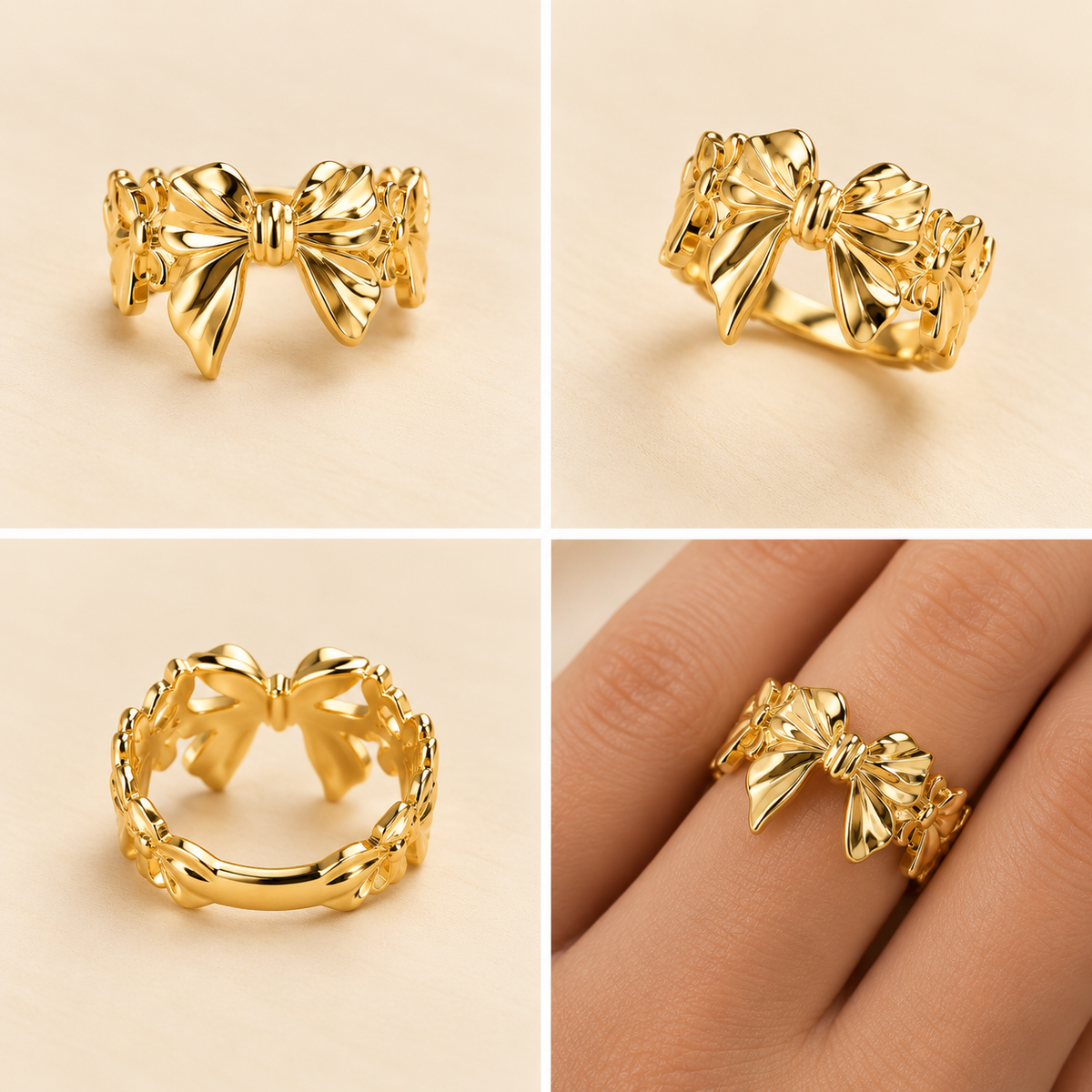 18K Gold-Plated Statement Bow Ring