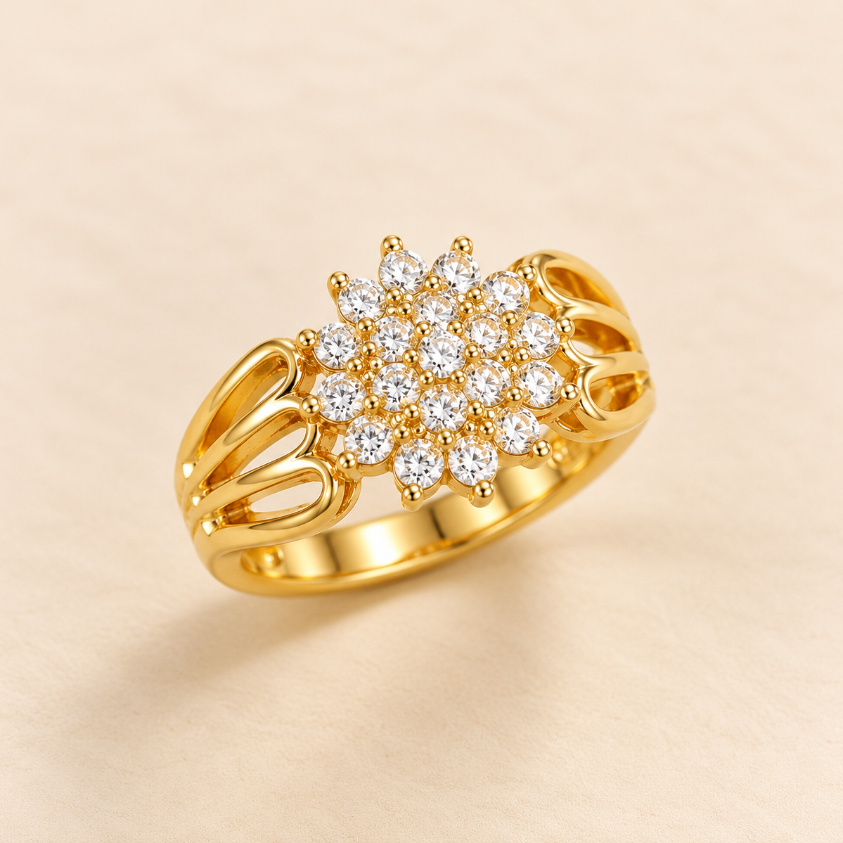 18k Gold Plated Golden Solitaire Ring