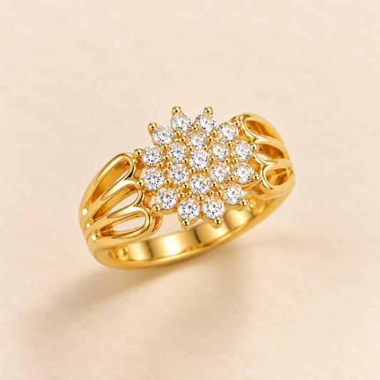 18k Gold Plated Golden Solitaire Ring