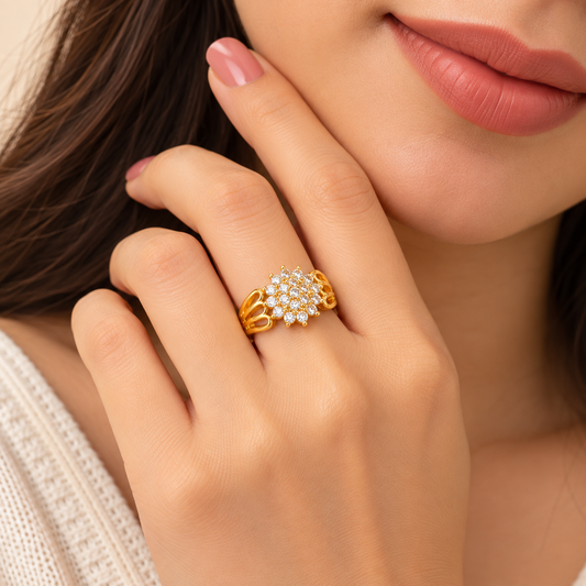 18k Gold Plated Golden Solitaire Ring