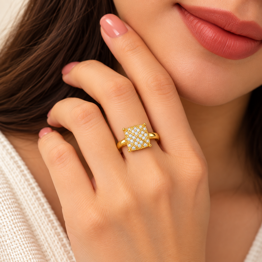 18k Gold Plated Celeste Marquise Ring