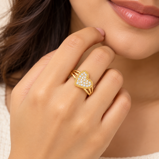 18k Gold Plated Heart of Elegance Ring