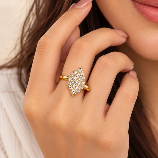 18k Gold Plated Whispering Leaf Ring