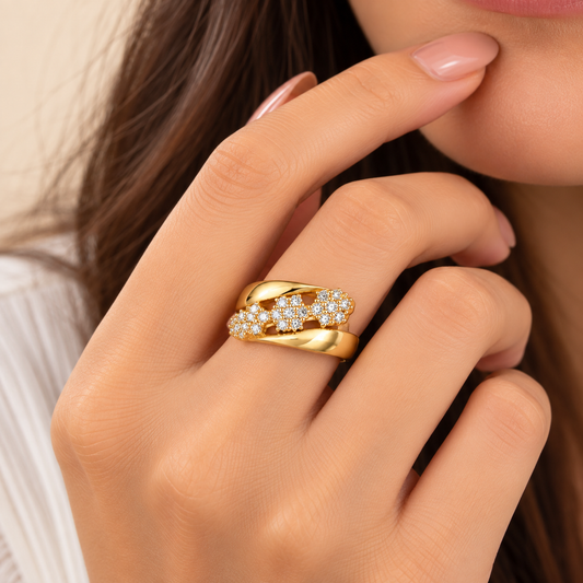 Golden Solitaire Ring
