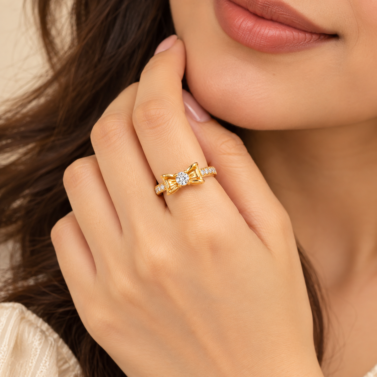 18k Gold Plated Celestia Bow Ring
