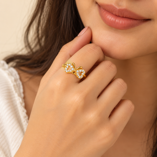 18k Gold Plated Amour Crystal Ring