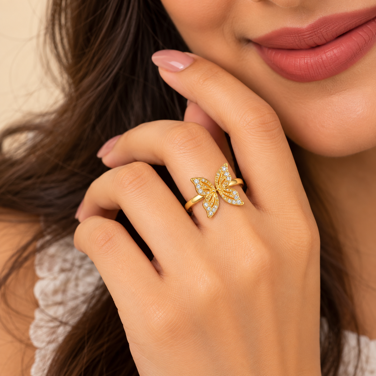 18k Gold Plated Celeste Butterfly Ring