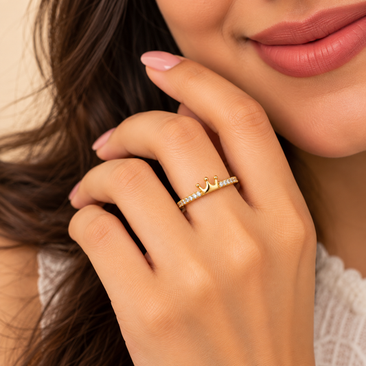 18k Gold Plated Crown Elegance Ring